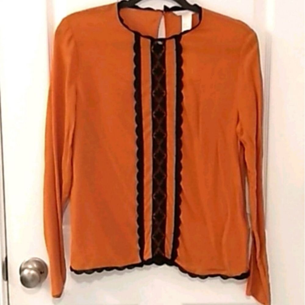 NWT H&M Rustic Lace Trim Retro Blouse Size M